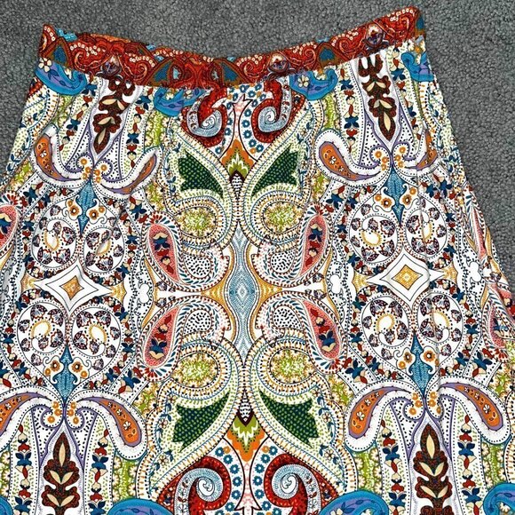 CHICO'S Paisley Geometric Jersey Knit Pull On Elastic Waist Maxi Skirt -EUC - M - Picture 6 of 9